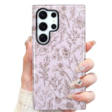 Imagem de SOKAD Capa de telefone floral sálvia magnética para Samsung Galaxy S25 Ultra, compatível com Magsafe, estampa de flor vintage para meninas e mulheres com protetor de tela, capa protetora brilhante