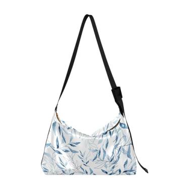 Imagem de Bolsa Hobo Feminina de Couro PU de Ação de Graças Abóbora Folha de Bordo Grande Bolsa Masculina de Couro com Estampa de Folhas, Aquarela com folhas de flores naturais
