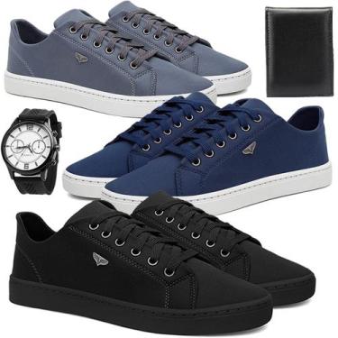 Imagem de Kit 3 Sapatênis Masculino Casual Confortável Antiderrapante Básico com