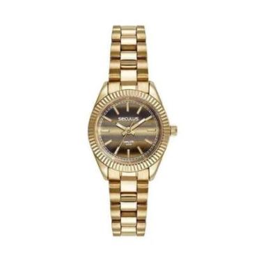 Imagem de Relógio Seculus Catraca Serrilhada Dourado Feminino 7245LPSV-Feminino