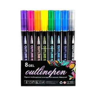 Imagem de Canetas Marcadoras Artísticas Coloridas De Dupla Linha Para DIY, Grafi