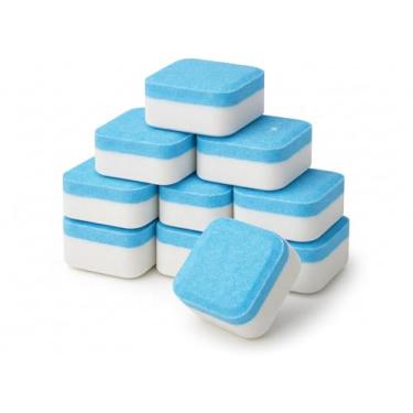 Imagem de Kit 10 Pastilhas Efervescentes para Limpeza de Máquina de Lavar – Remove Mau Cheiro, Bactérias e Resíduos – Limpeza Profunda – Compatível com Tampa Frontal e Superior