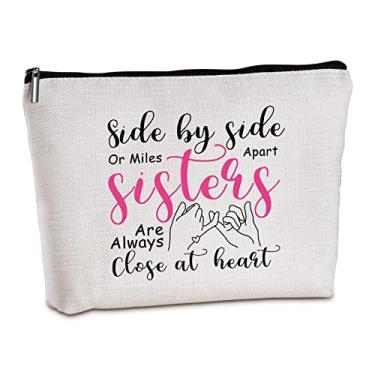 Imagem de Presentes de aniversário de irmãs de irmãs bolsa de maquiagem de viagem com zíper presentes inspiradores de aniversário para irmã amiga cunhada Bestie Soul Sister para Natal, formatura, presentes