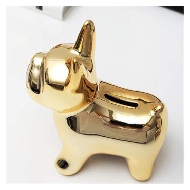 Imagem de Cofrinho criativo cofrinho de cerâmica buldogue moeda mealheiro decoração de casa crianças cofrinhos decoração de casa (ouro)