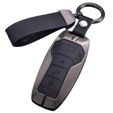 Imagem de Capa para chave de carro compatível com byd song plus/atto 3/han ev/tang dm/qin/seal/golfinho, couro, metal, controle remoto, chaveiro(A-Black)
