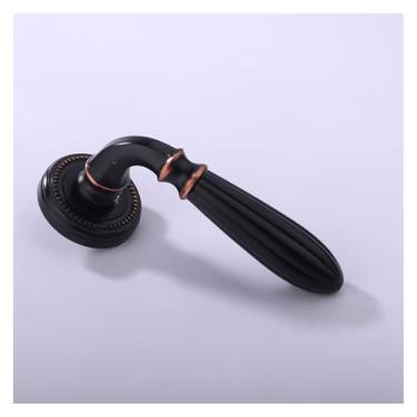 Imagem de Fechadura de porta silenciosa de liga de zinco para quarto maçaneta universal de madeira fechadura dividida para porta de casa (preta)