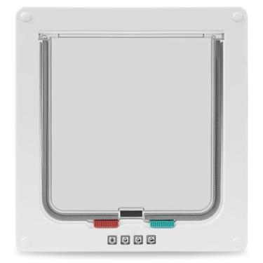 Imagem de Porta para gatos - Opção de bloqueio de 4 vias, aba para gatos à prova de intempéries e segura com kit de fácil instalação para portas e paredes internas/externas (GG)