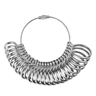 Imagem de Medidores de anel de metal medidor de mão alça de mão anel de medição ferramenta régua de dedo medida circunferência do dedo tamanho do Reino Unido