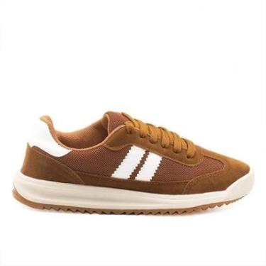 Imagem de Tênis Casual Zatta com Listras Laterais Kefera Caramelo Marrom 39-Feminino