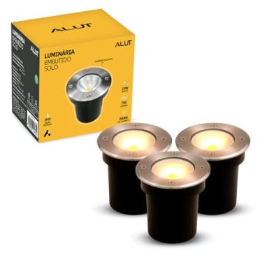 Imagem de Kit Luminaria de Chão Led Solo Embutir 5w ou 10w 3000k Branco Quente Bivolt Preto Fosco ou Escovado Alut By Avant (3, Aço Escovado, 10, Watts)