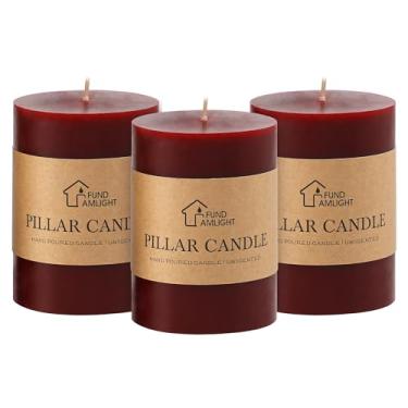 Imagem de Conjunto de 3 velas bordô com 3 velas decorativas sem perfume, velas longas sem gotejamento e sem fumaça para mesa de casamento, decoração de Natal, vermelho escuro