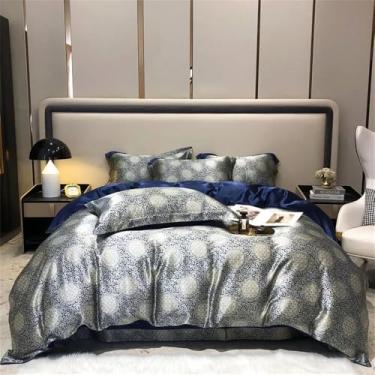 Imagem de Conjunto de cama em seda pura de amoreira com lençol de baixo, capa de edredom e fronha, estampa de verão, refrescante e com efeito gelo, 10, 1,8 m, conjunto de 4 peças B