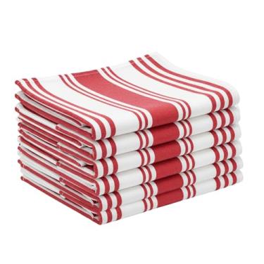 Imagem de WHITEWRAP Toalhas de cozinha de algodão – panos de prato listrados para secar, limpar e cozinhar – super absorvente, durável, multiuso (vermelho, 45,7 x 71,1 cm, pacote com 6)