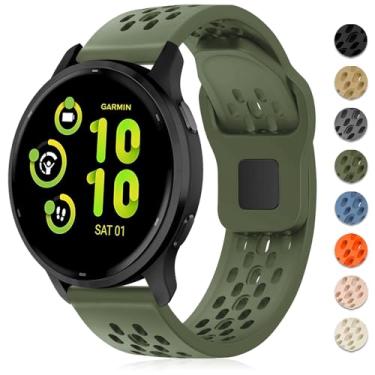 Imagem de Inhosper Pulseiras respiráveis compatíveis com Garmin Vivoactive 6/5/3/Venu/Venu Sq/Venu 2 Plus, pulseira esportiva de silicone macio de 20 mm para Garmin Forerunner 55/165/245/645 feminino e