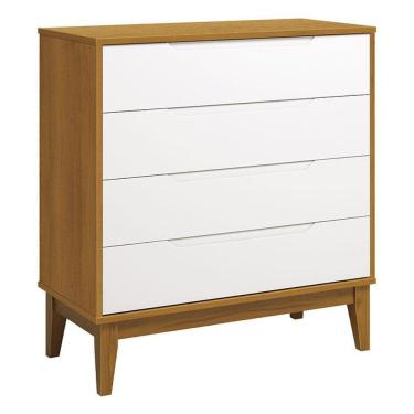 Imagem de Cômoda Gaveteiro Classic Elfe Branco Acetinado Savana Amadeirado - Reller