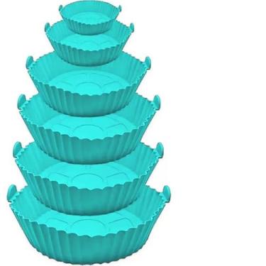 Imagem de Kit 6 Formas de Silicone para Air Fryer – Reutilizável, Antiaderente, Resistente ao Calor até 220°C(verde-KIT 1)