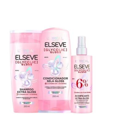 Imagem de Kit Elseve Glycolic Gloss Sha 200ml + Cond 200ml +Acidificante 200ml -