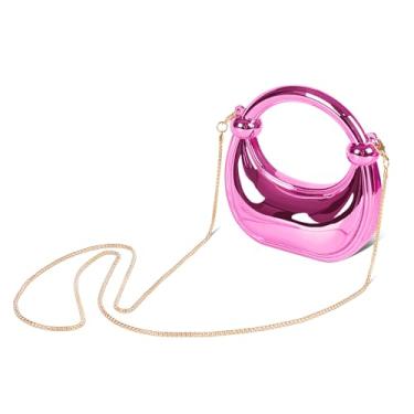 Imagem de chushui Mini bolsa de corrente, bolsa pequena brilhante para mulheres, bolsa clutch para festa noturna Y2k, Rosa lua, Casual/uso diário
