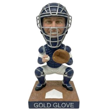 Imagem de Bobblehead de apanhador de beisebol personalizado da foto - Equipamento de proteção e pose de luva, presente para fãs de beisebol e jogadores de equipe
