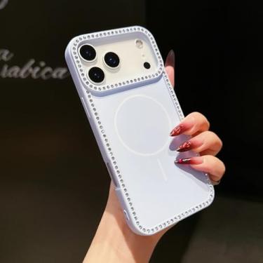 Imagem de Capa magnética de luxo com moldura de diamante brilhante para iPhone Air 16 15 14 Plus 13 12 11 Pro Max (para iPhone 13 Pro Max/Azul)