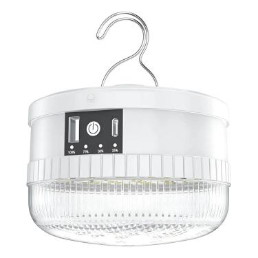 Imagem de Luminária Para Barraca Carisma Recarregável - 4 Níveis, USB + Pilhas AAA/18650, Branca