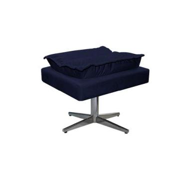 Imagem de Puff Opala Base Giratória de Metal Sintético - Amarena Móveis, Azul Ma