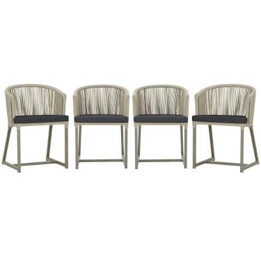 Imagem de 4 Cadeiras De Jantar Noronha Fendi Corda Náutica E11 Trama Rami