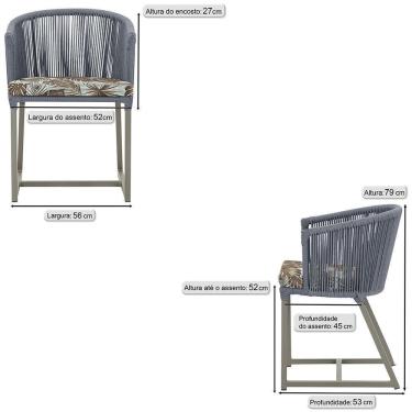 Imagem de 6 Cadeiras De Jantar Noronha Fendi Corda Náutica E6 Trama Prata