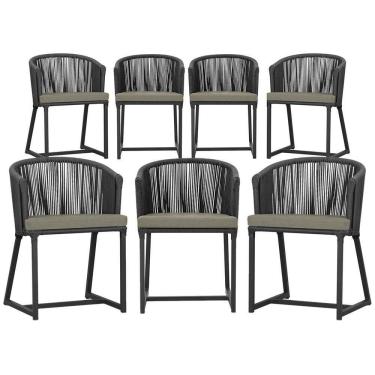 Imagem de 7 Cadeiras De Jantar área Noronha Preta E8 Trama  Preto