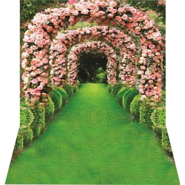 Imagem de Fundo Fotográfico Newborn Em Tecido Passagem Floral 1,50X2,50