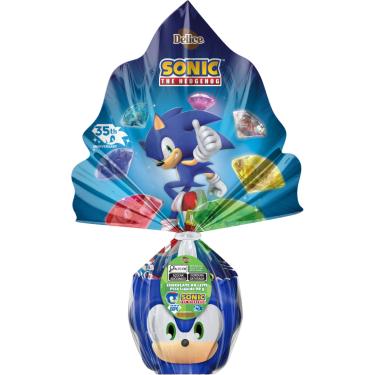 Imagem de Ovo de Páscoa Delice Sonic Infantil Chocolate ao Leite 90g com Copão 3D de Brinde