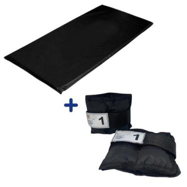 Imagem de Kit Exercício Treino Com Colchonete Caneleira 1kg Par e Corda de pular