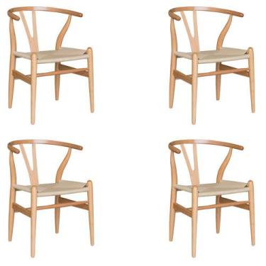 Imagem de Kit 4 Cadeiras Decorativas Sala de Jantar e Cozinha Bella Madeira Bétu