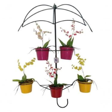 Imagem de Suporte Plantas Guarda Chuva Disponível cor Preto 5 Vasos. - SHOPPINGN