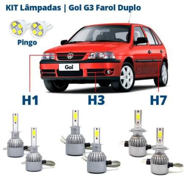 Imagem de Kit Lâmpadas Gol G3 Farol Duplo 2000 2001 2002 2003 2004 2005 Super Le