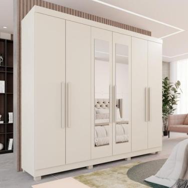 Imagem de Guarda-roupa Casal Casal 6 Portas 3 Gavetas com Espelho com Pés Roma E