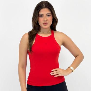 Imagem de Regata Hering Básica Canelada Feminina, P, Vermelho