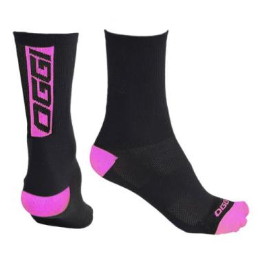 Imagem de Meia Ciclismo Corrida Esportiva MTB Speed Cano Médio Oggi, Preto, Rosa