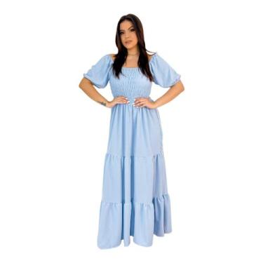 Imagem de Vestido Longo Feminino Verão Casamento Três Maria Dia Moda Evangélico 