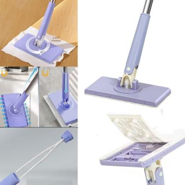Imagem de Rodo Mop Articulado Mini Ajustável Inox Multifuncional Limpa Vidros e Pisos Porcelanato Azulejo 360o Metal e Plástico