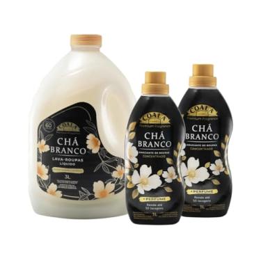 Imagem de Coala Kit Lavanderia Chá Branco, 1 Lava Roupas Líquido 3L e 2 Amaciantes Concentrados 1L, Premium Fragrance, Rende até 50 Lavagens