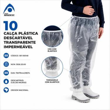 Imagem de 10 Calça Plástica Descartável Transparente Impermeável - Aradesc, AR-0