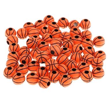Imagem de dailymall 60 contas de resina de 12 mm, contas de basquete esportivas para artesanato manual - laranja