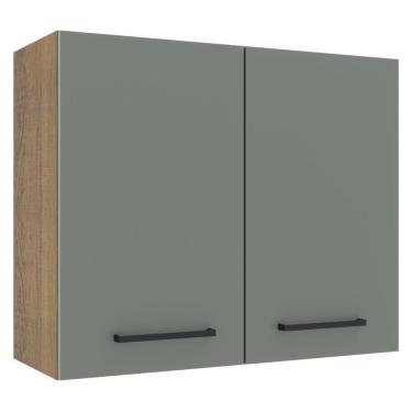 Imagem de Armário Aéreo Madesa Agata 80 cm 2 Portas - Rustic/Cinza