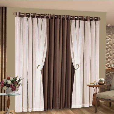 Imagem de Cortina Bariloche Tabaco 4,40m x 2,50m altura - Varão até 3m