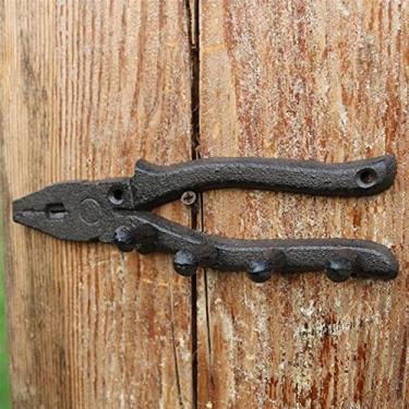 Imagem de GUIPAIHAI Gancho de ferro fundido Farm House Accents estilo industrial pesado, alicate de martelo vintage, design em forma, ganchos para decoração de parede (cor: gancho alicate)