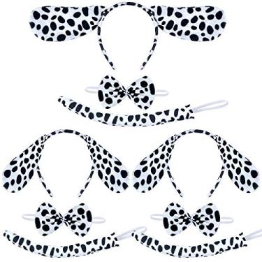 Imagem de Coopay 9 Pieces Halloween Dalmatian Costume Set Puppy Dog Ears Headband Kit Include Dalmatian Ears Headbands Bow Tie and Dalmatian Tail for Christmas New Year Cosplay Costume or Party Decoration