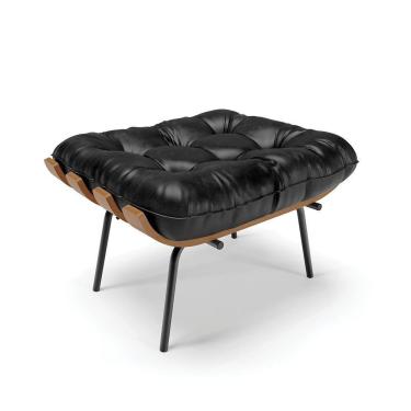 Imagem de Puff Costela Corano Base Metálica Preto - D`Rossi Cor Preto