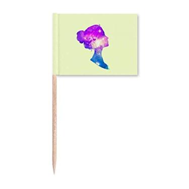 Imagem de Avatar Star Girl Outline Palito de Dente Bandeiras Marcador Topper Decoração de Festa
