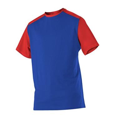 Imagem de Camiseta de beisebol masculina Alleson Ahtletic Mock Mesh, Royal/Scarlet, X-Large
